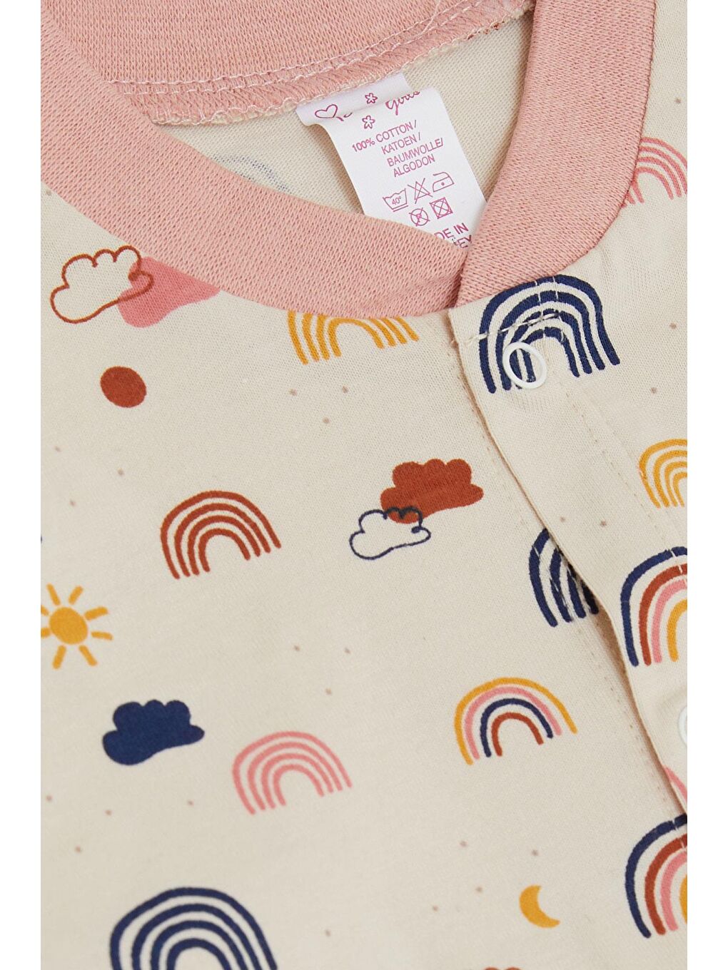 Kız Bebek Pijama Takımı Renkli  Desenli Bej  (4 Ay-1 Yaş)-4