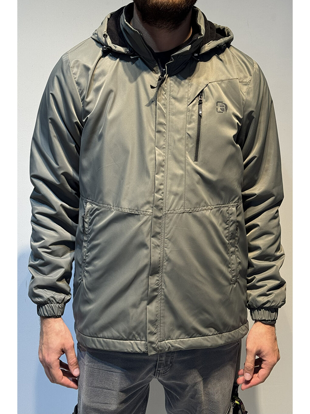 Erkek Kapüşonlu Cep Detaylı İçi Polar Kışlık Mont 2571 Haki-1