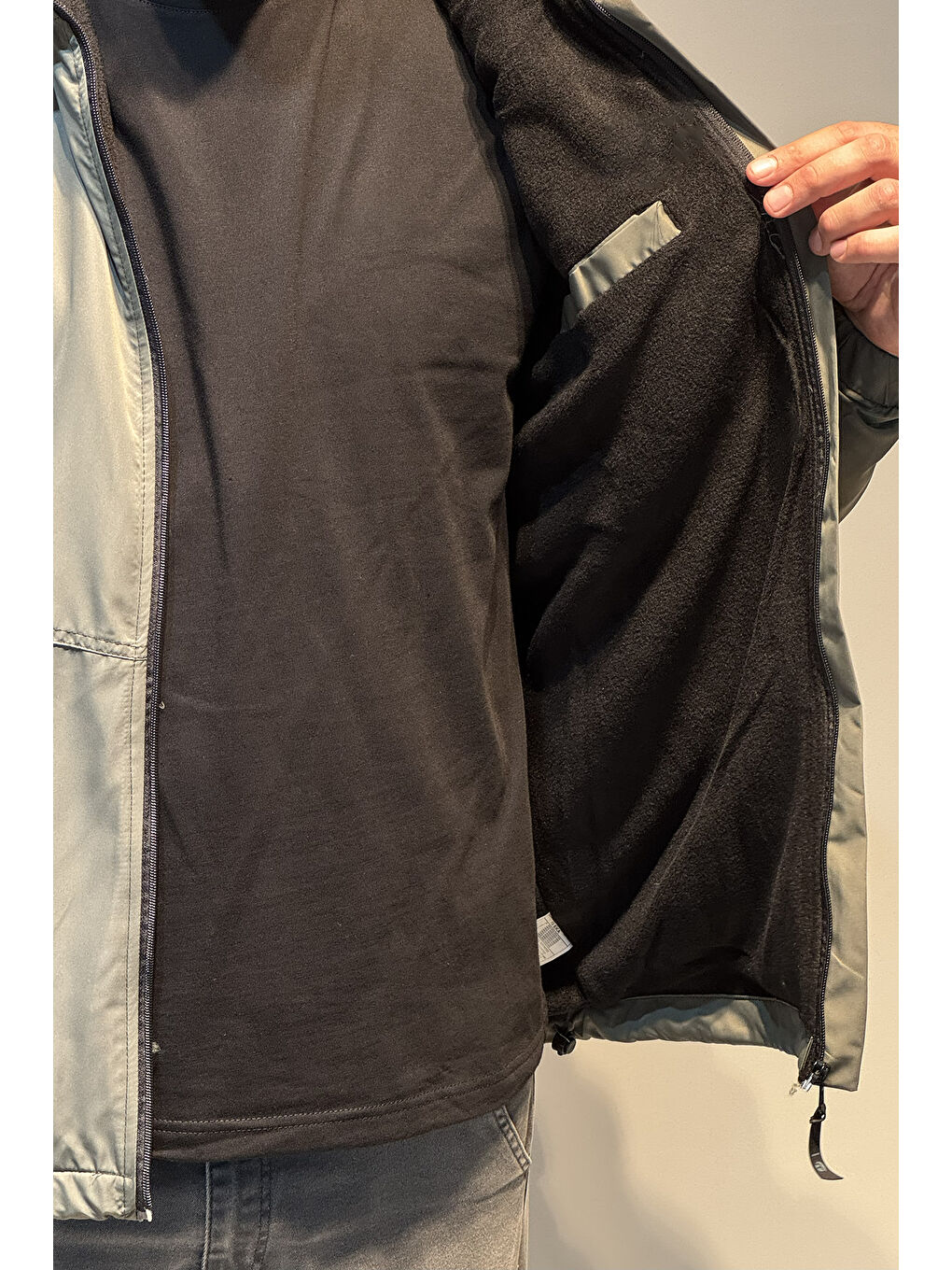 Erkek Kapüşonlu Cep Detaylı İçi Polar Kışlık Mont 2571 Haki-3