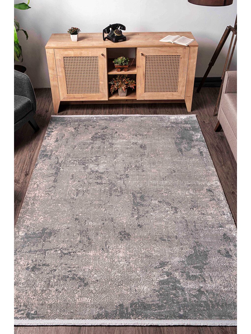 Gri Konfor Bamboo 3300 Modern Dokuma Halı-80x150