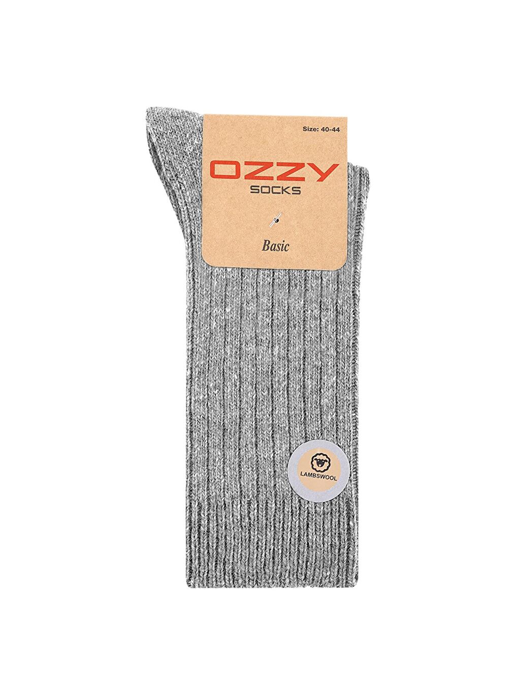 OZZY SOCKS Açık Gri 1 Çift Kışlık Gri Erkek Lambswool Yünlü Uyku Çorabı Soft Touch