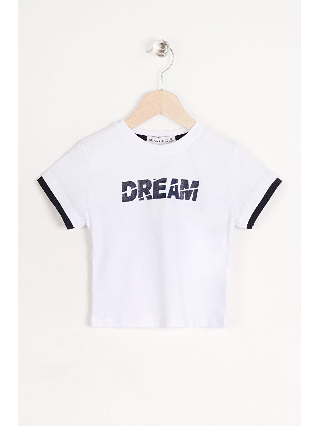 Bisiklet Yaka Kısa Kol Dreams Baskılı Kısa Kol Beyaz Renk Erkek Çocuk Tshirt-2