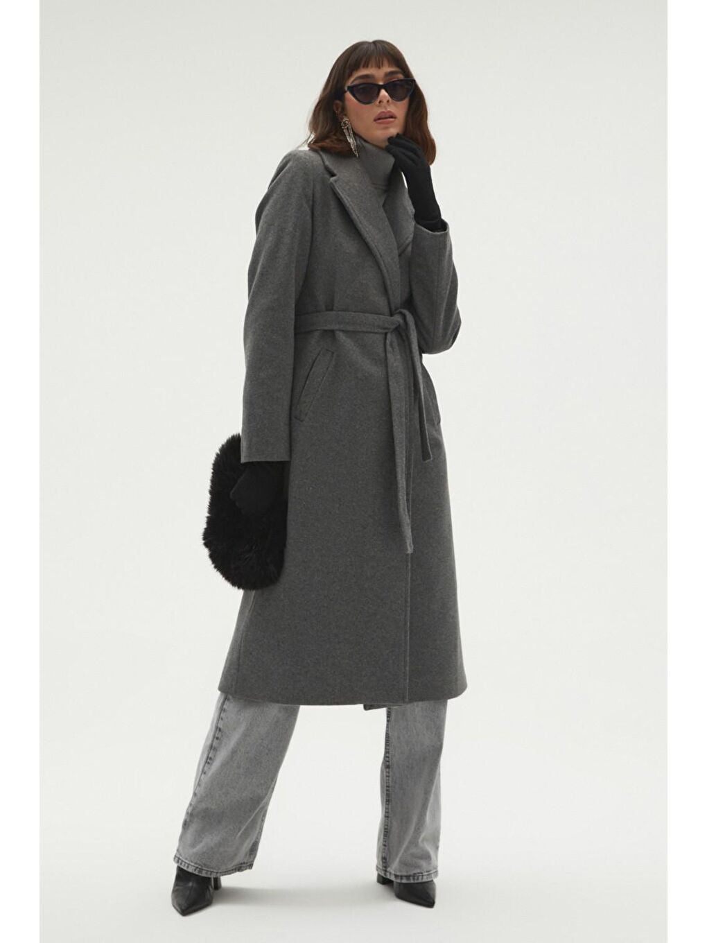 Antrasit Bağlamalı Kaşe Kaban-3