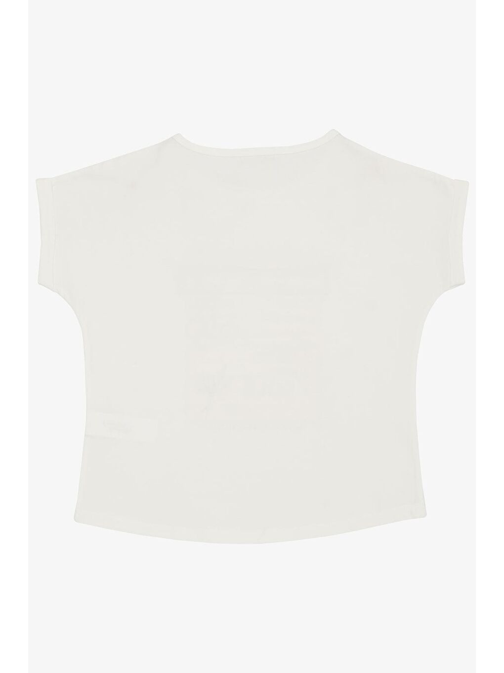 Kız Çocuk Tişört Çiçek & Yazı Baskılı Pullu Ekru (9-14 Yaş)-1