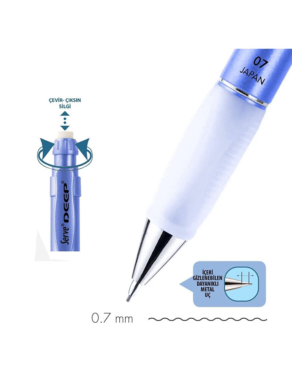 Deep Mekanik Versatil Uçlu Kalem 0.7 Metalik-1