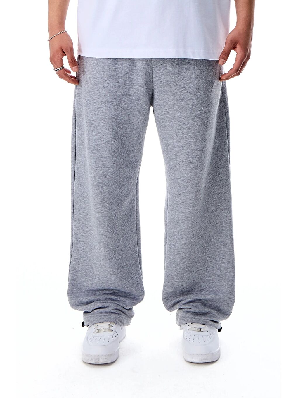 Gri Paçası ayarlı lastikli bol kesim unisex eşofman altı