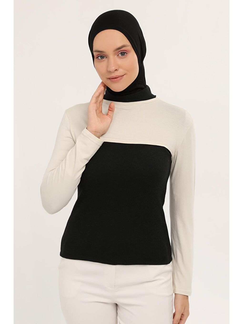 Altobeh Ekru Sıfır Yakalı Boyunluklu Kolluk - 3