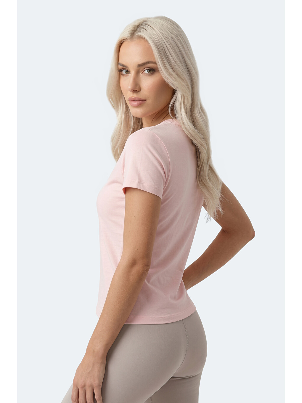 KOSTA Kadın Baskılı Açık Pembe Tişört-5