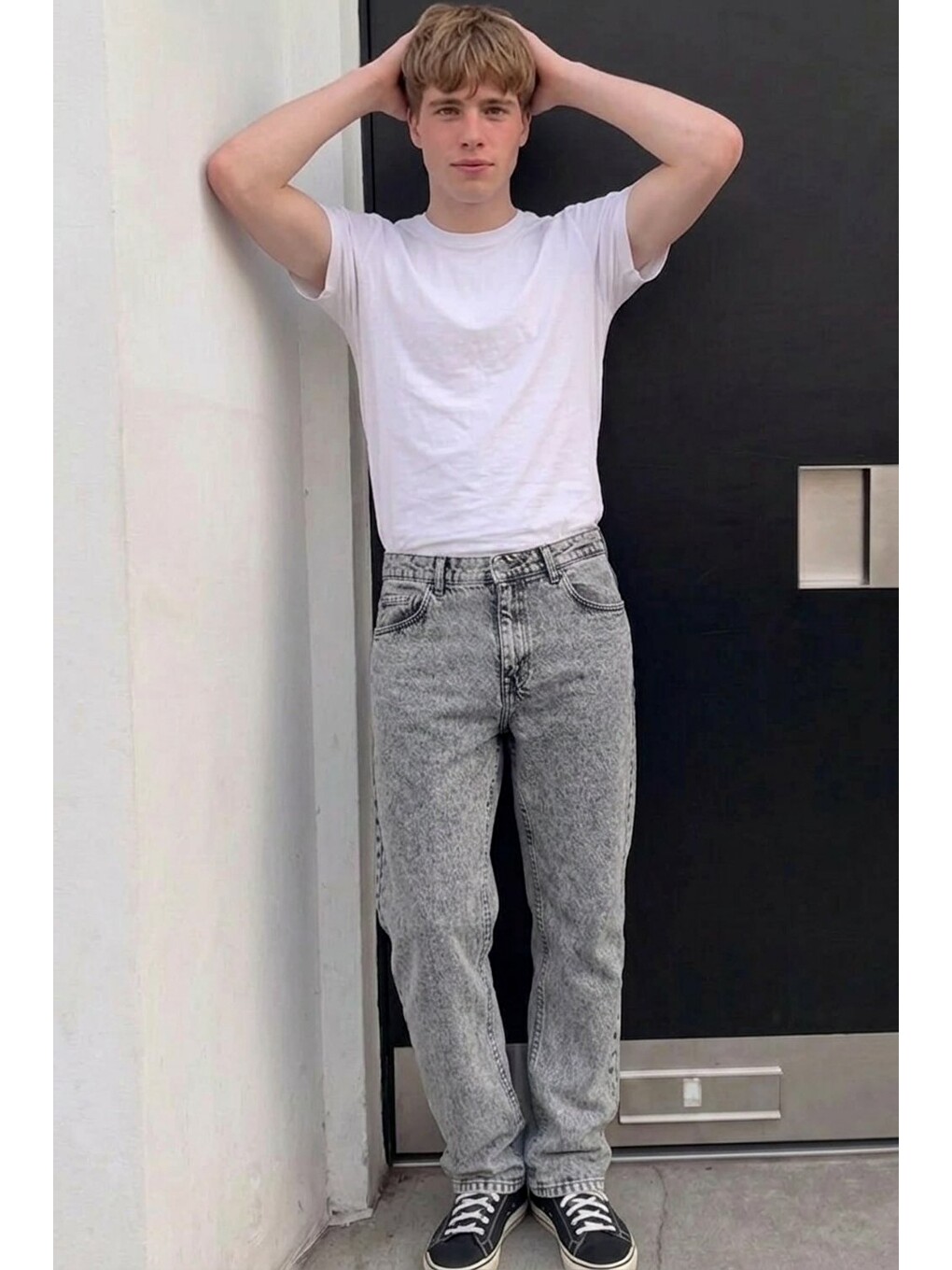 Erkek Bol Paça Açık Gri Baggy Pantolon-1
