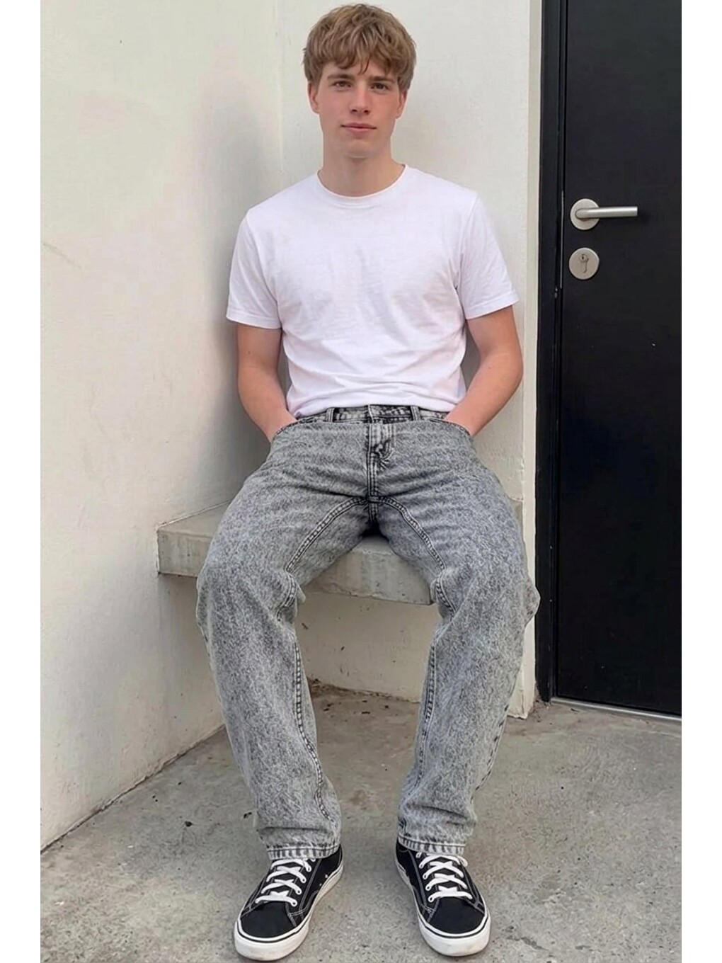 Erkek Bol Paça Açık Gri Baggy Pantolon-2