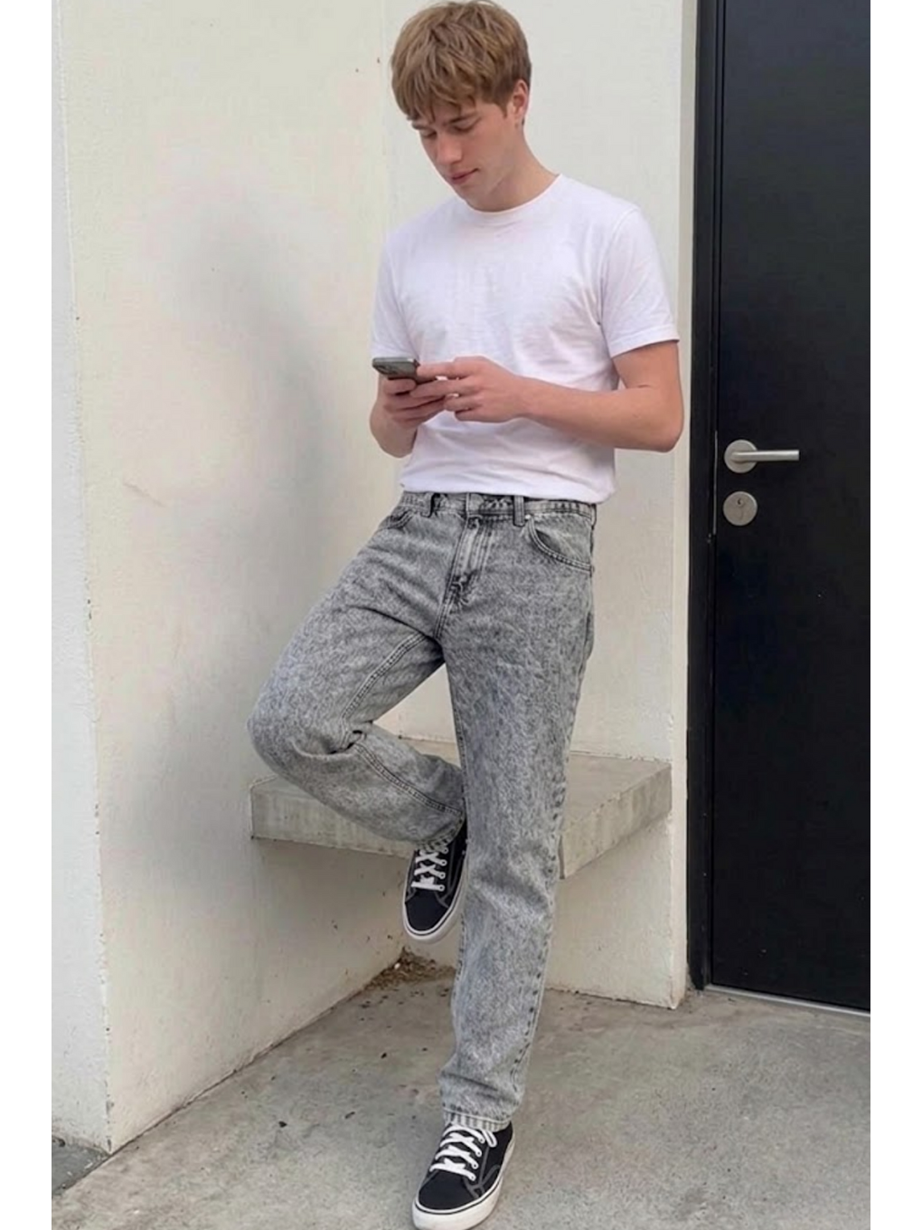 Erkek Bol Paça Açık Gri Baggy Pantolon-3