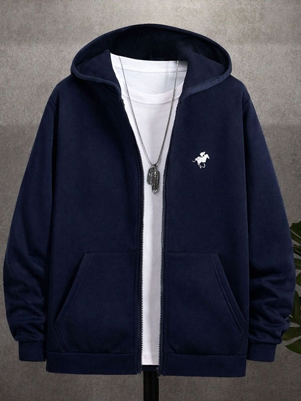 Lacivert Laci Horse Baskılı Hırka