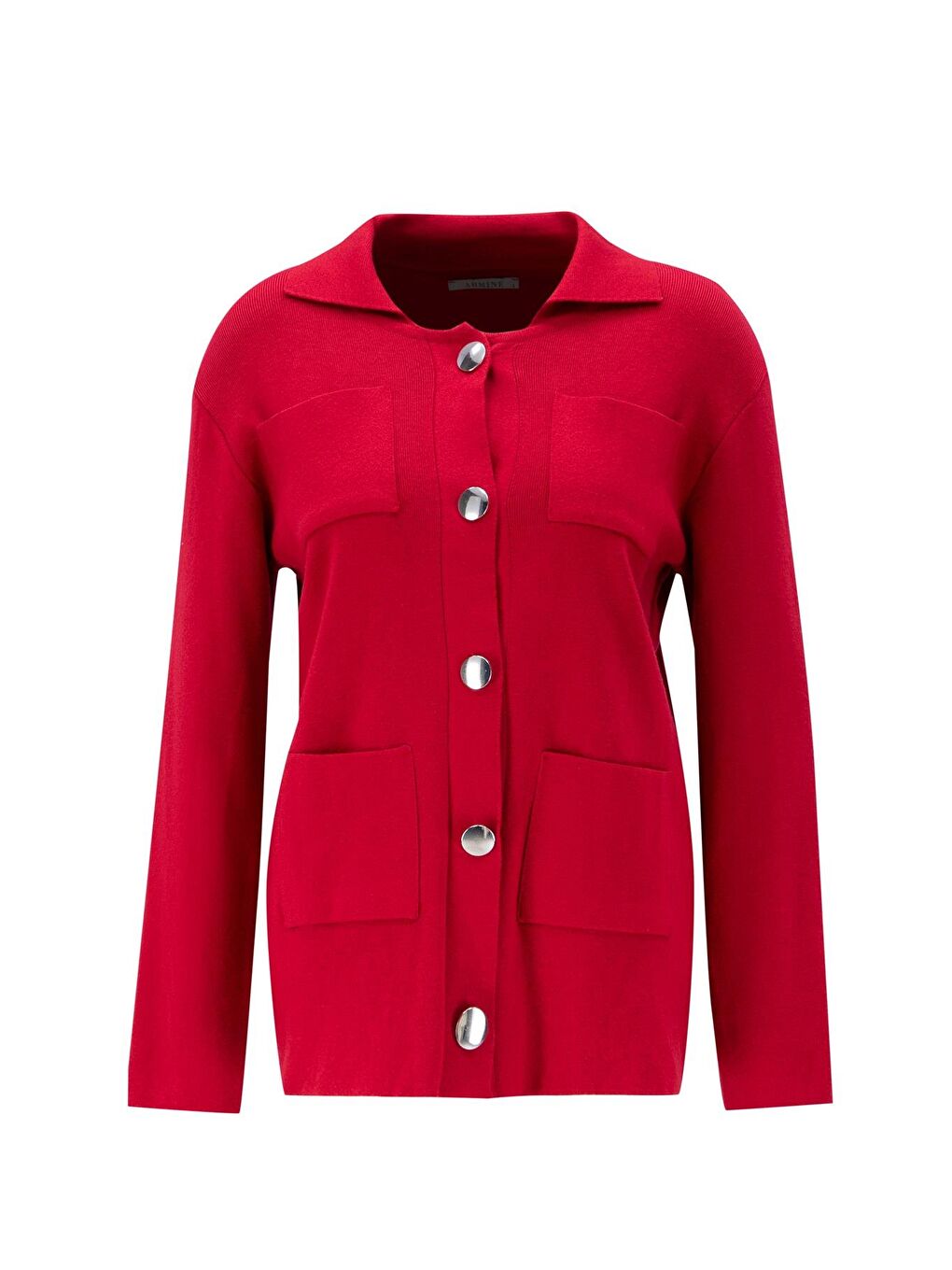 Metal Düğmeli Triko Takım 24Kd4212 Kırmızı-5