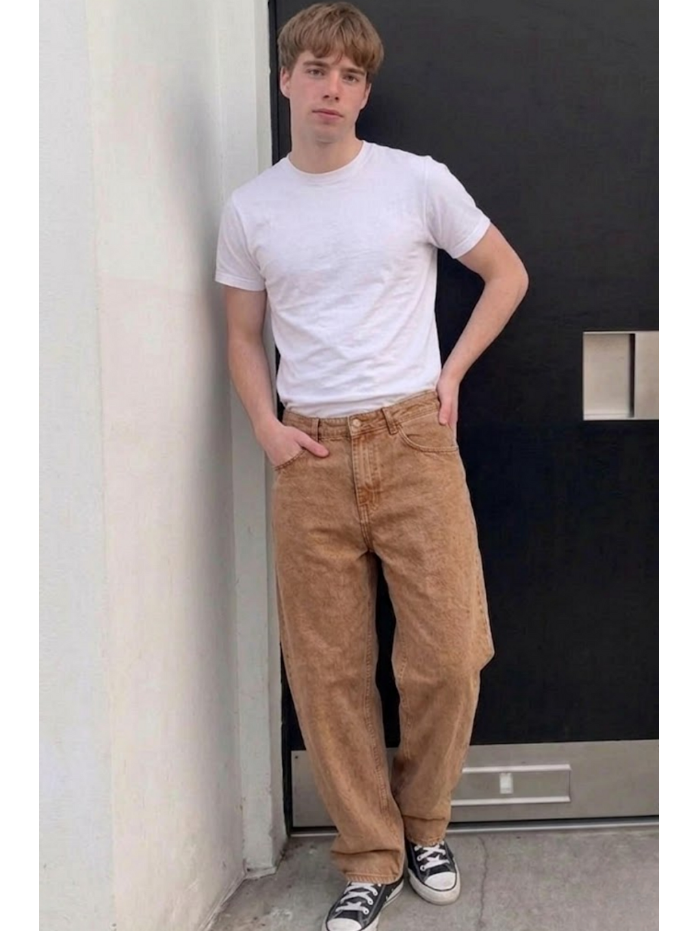 Kahverengi Erkek Bol Paça Kiremit Baggy Pantolon-3