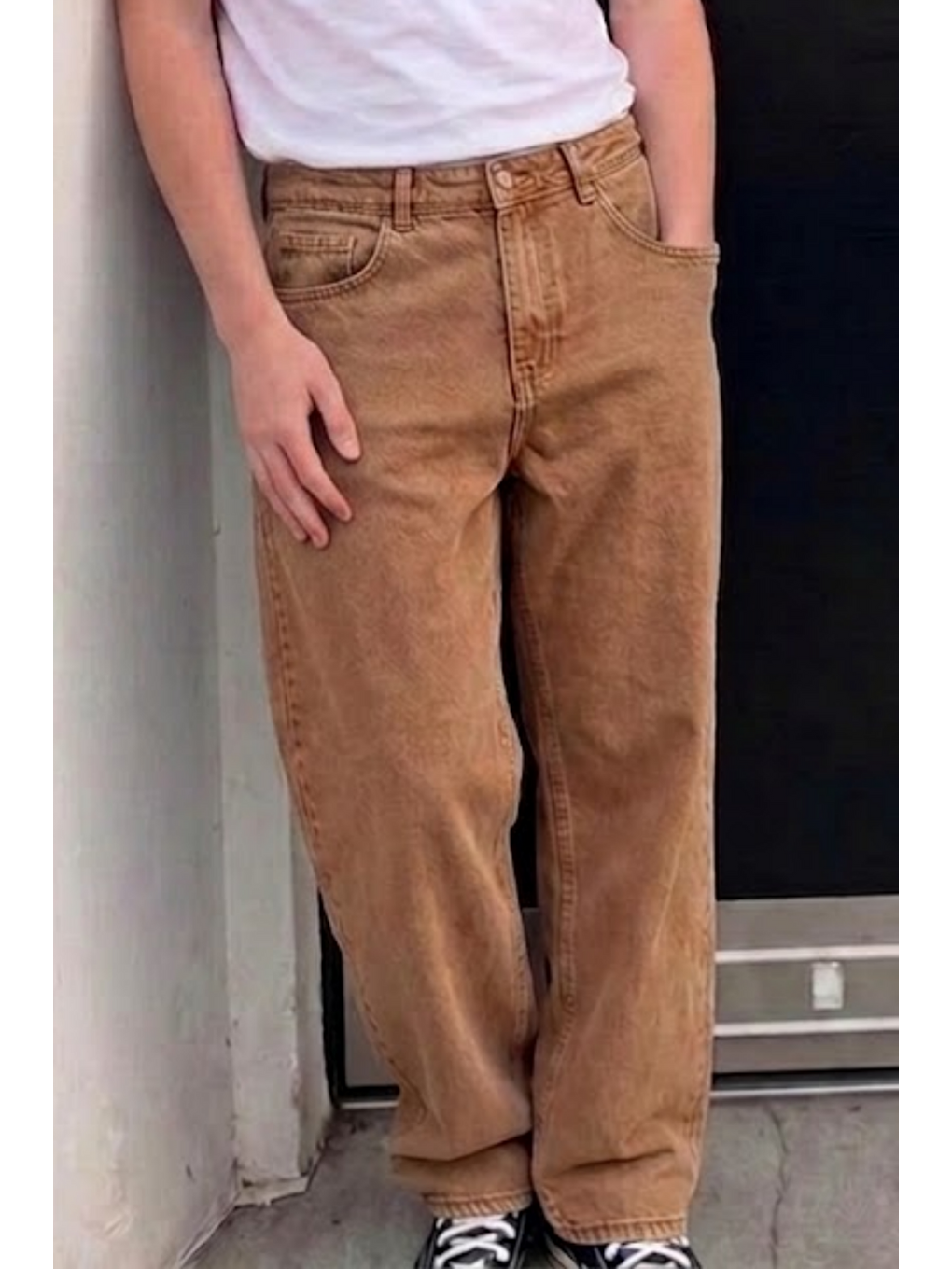 Kahverengi Erkek Bol Paça Kiremit Baggy Pantolon-4