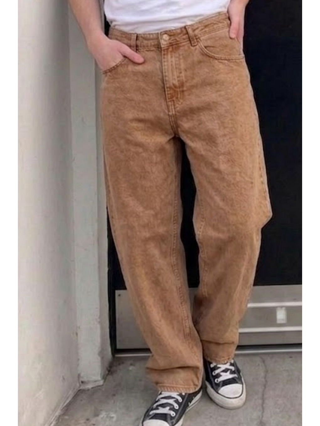 Kahverengi Erkek Bol Paça Kiremit Baggy Pantolon-5
