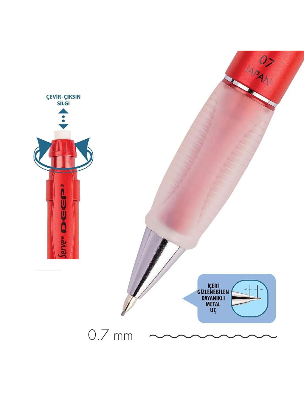 Serve Deep Mekanik Versatil Uçlu Kalem 0.7 Metalik - 1