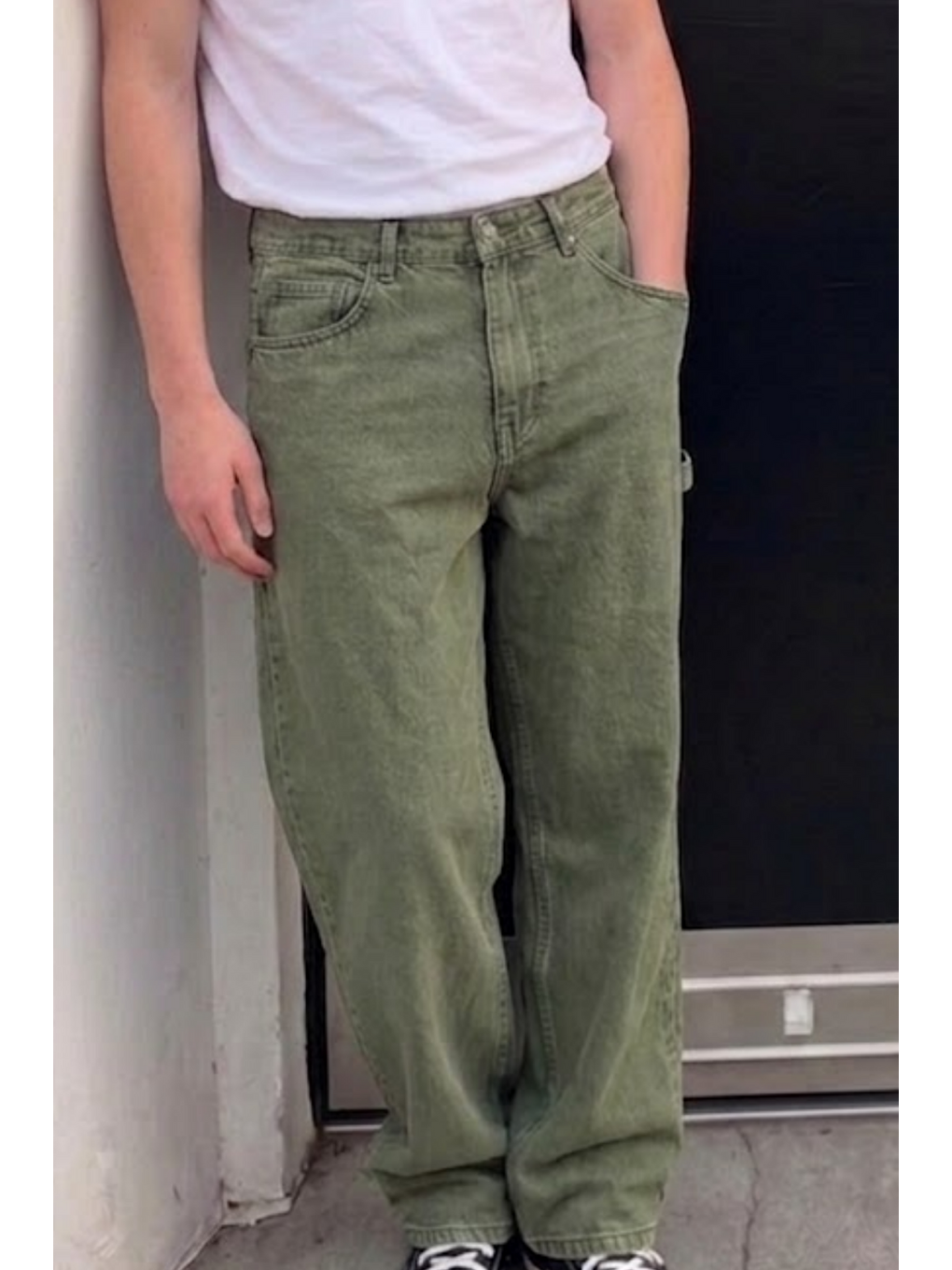 Erkek Bol Paça Haki Baggy Pantolon-4