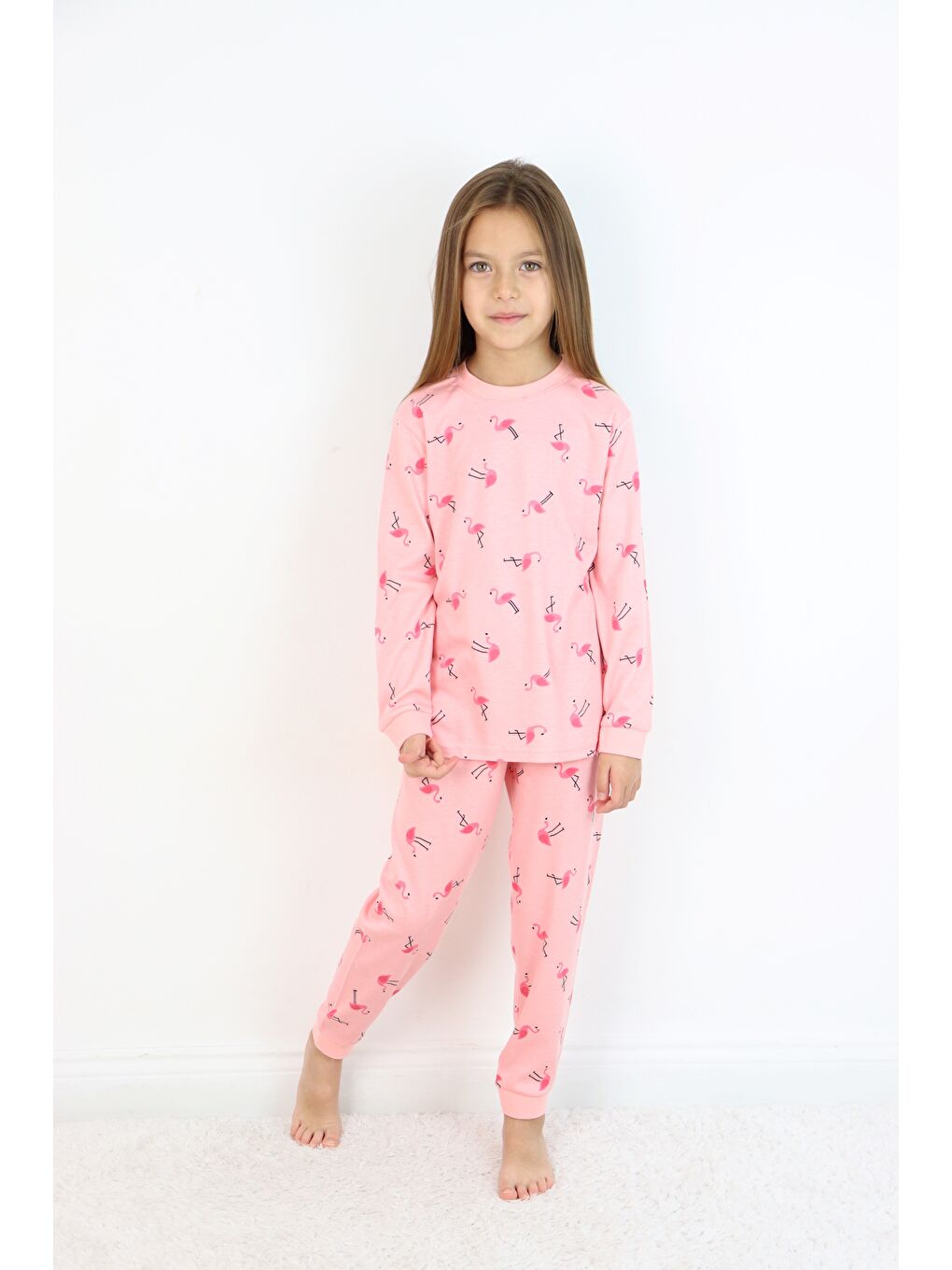 Pembe Kız Çocuk Orta Kalınlıkta Basic Baskılı Pijama Takımı-1