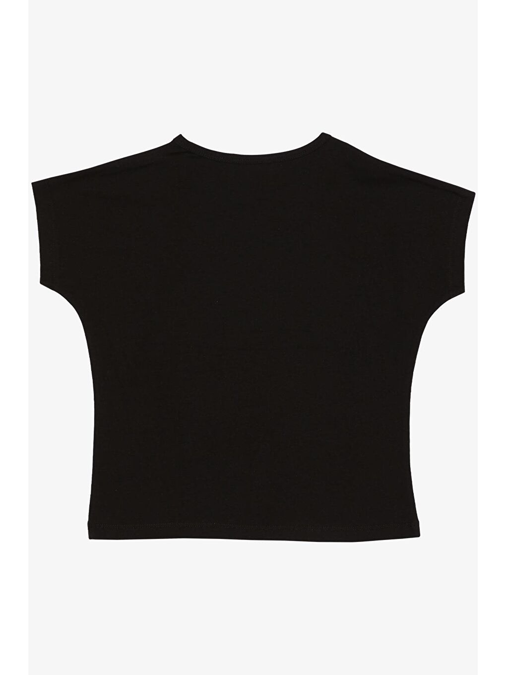 Kız Çocuk Tişört Çiçek Baskılı Pullu Siyah (10-16 Yaş)-1