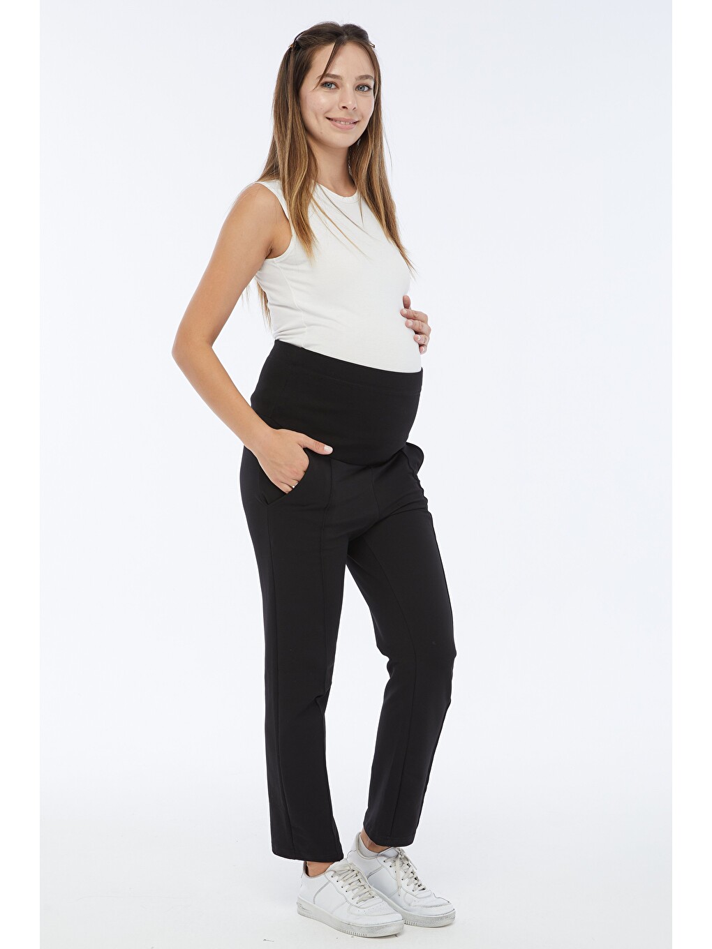 Hamile Kadın Pamuklu Lohusa Eşofman Altı Siyah-26301-1