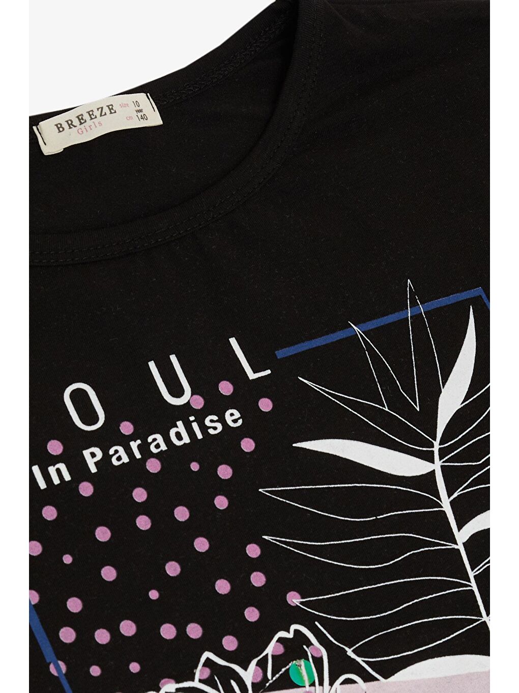 Kız Çocuk Tişört Çiçek Baskılı Pullu Siyah (10-16 Yaş)-2