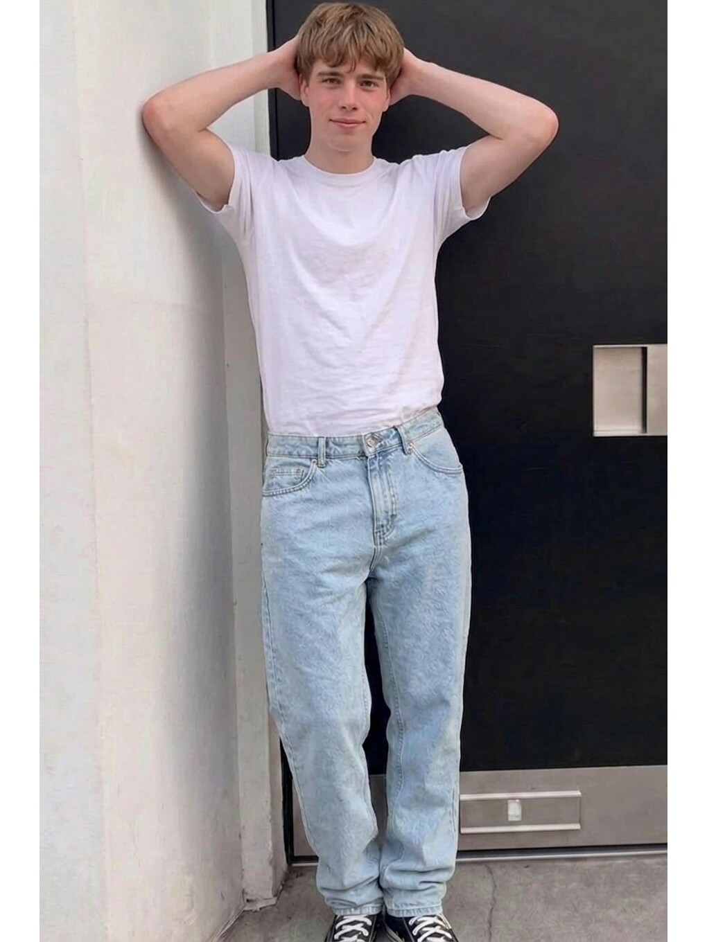 Erkek Bol Paça Buz Mavi Baggy Pantolon-1