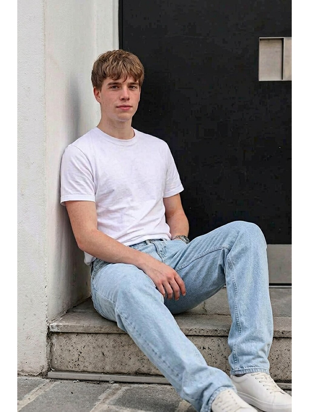 Erkek Bol Paça Buz Mavi Baggy Pantolon-2