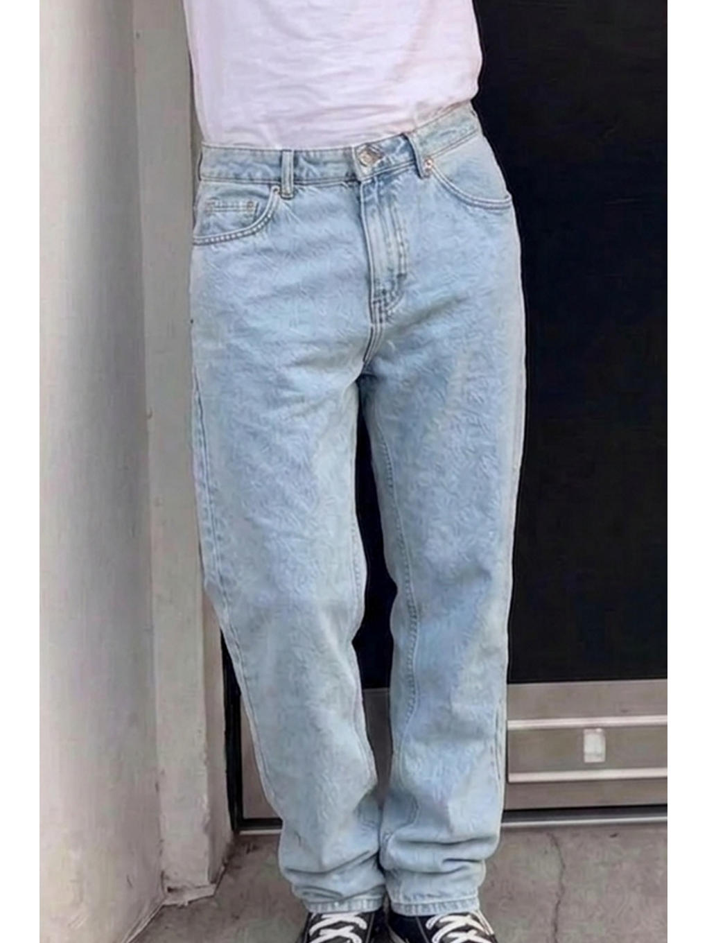 Erkek Bol Paça Buz Mavi Baggy Pantolon-4