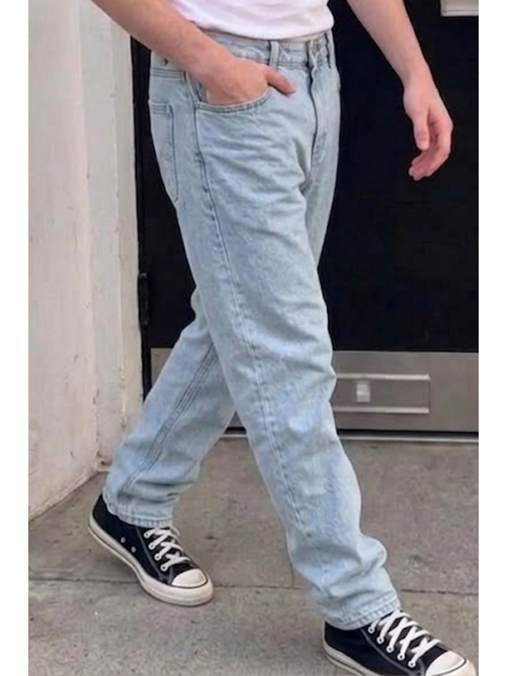 Erkek Bol Paça Buz Mavi Baggy Pantolon-5