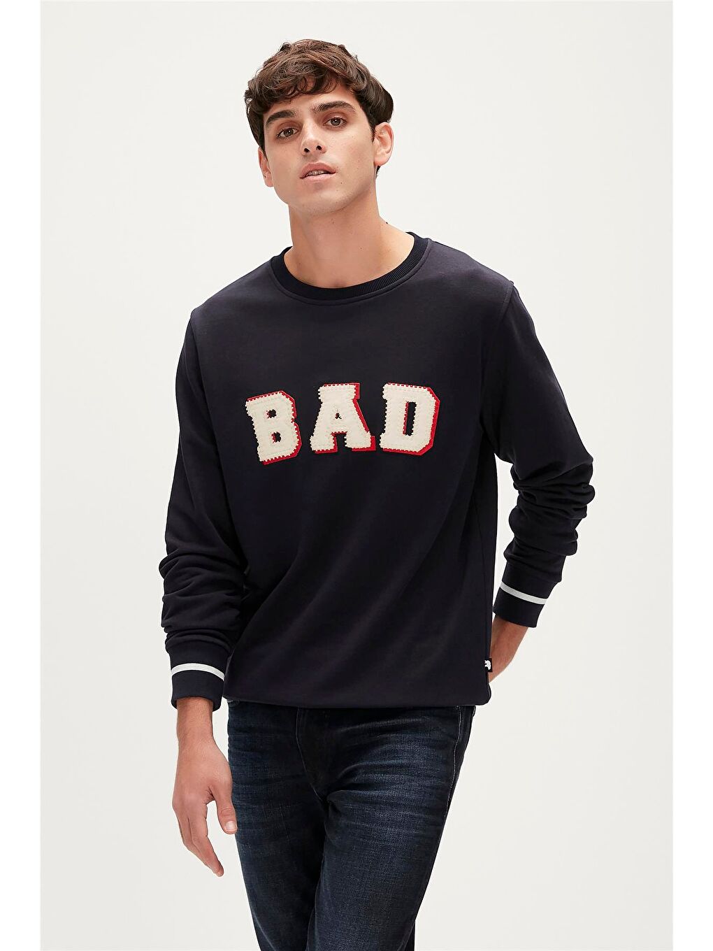 Bad Bear Lacivert Felt Crewneck Lacivert Erkek Sweatshirt