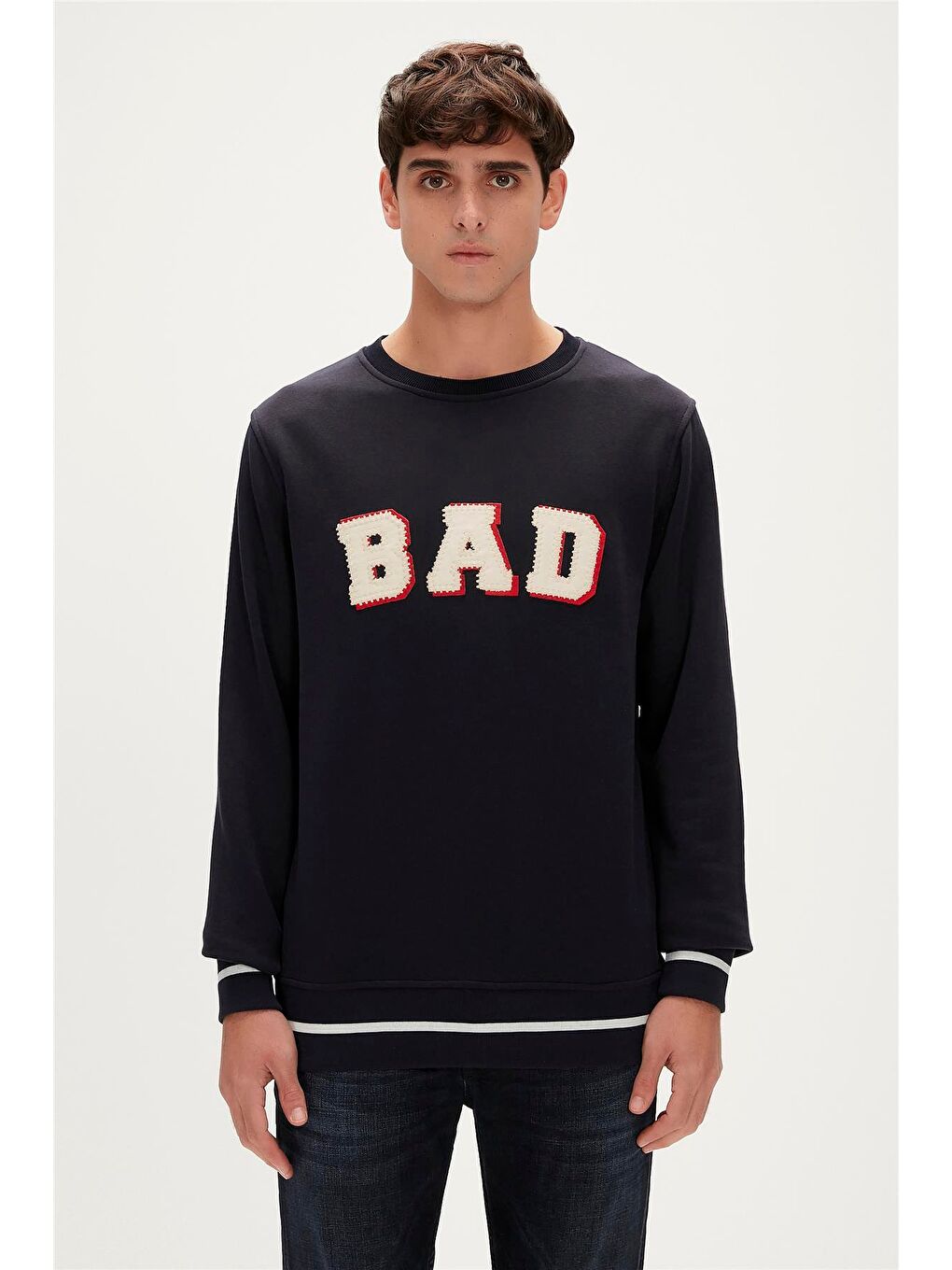 Bad Bear Lacivert Felt Crewneck Lacivert Erkek Sweatshirt - 1