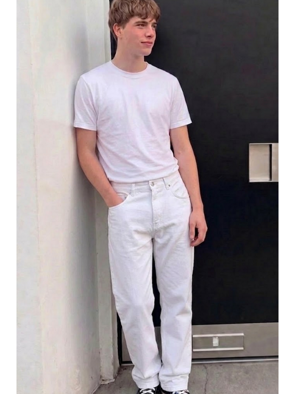 Erkek Bol Paça Beyaz Baggy Pantolon