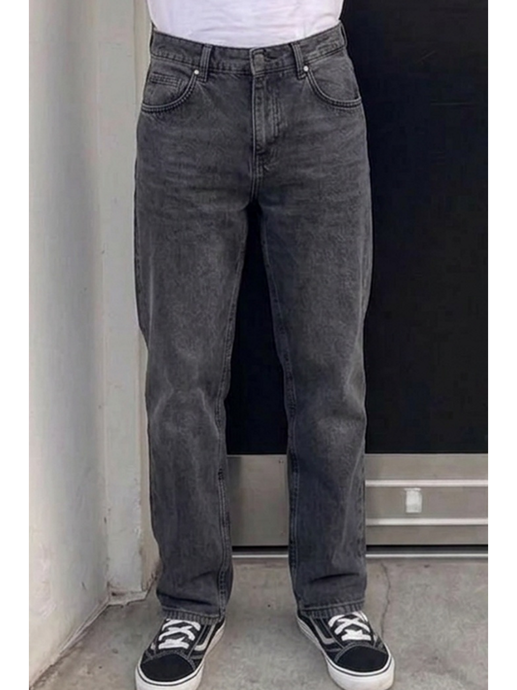 Erkek Bol Paça Antrasit Baggy Pantolon-5
