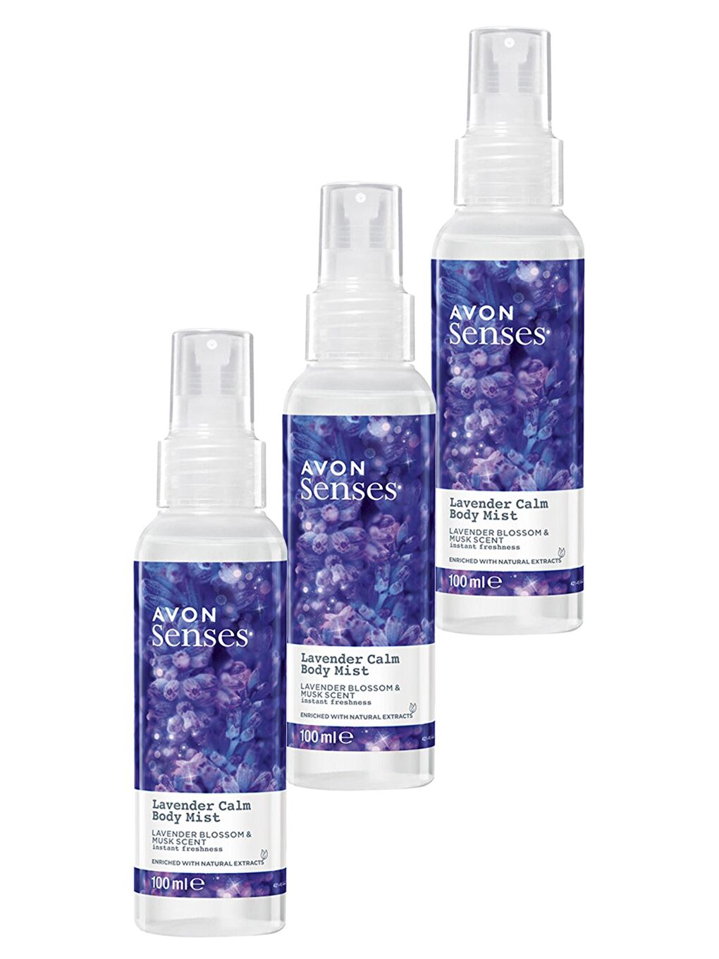 AVON Renksiz Lavender Calm Lavanta ve Misk Kokulu Vücut Spreyi 100 Ml. Üçlü Set