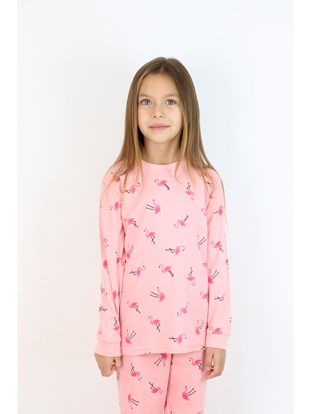 Pembe Kız Çocuk Orta Kalınlıkta Basic Baskılı Pijama Takımı-6