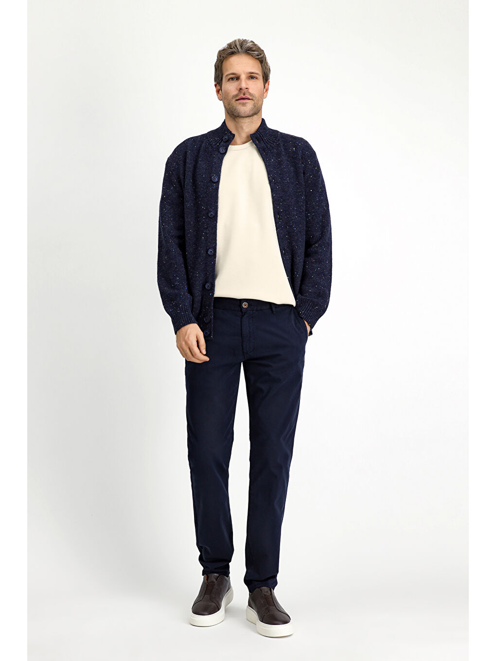 Lacivert Slim Fit Dar Kesim Elastanlı Kanvas / Chino Pantolon