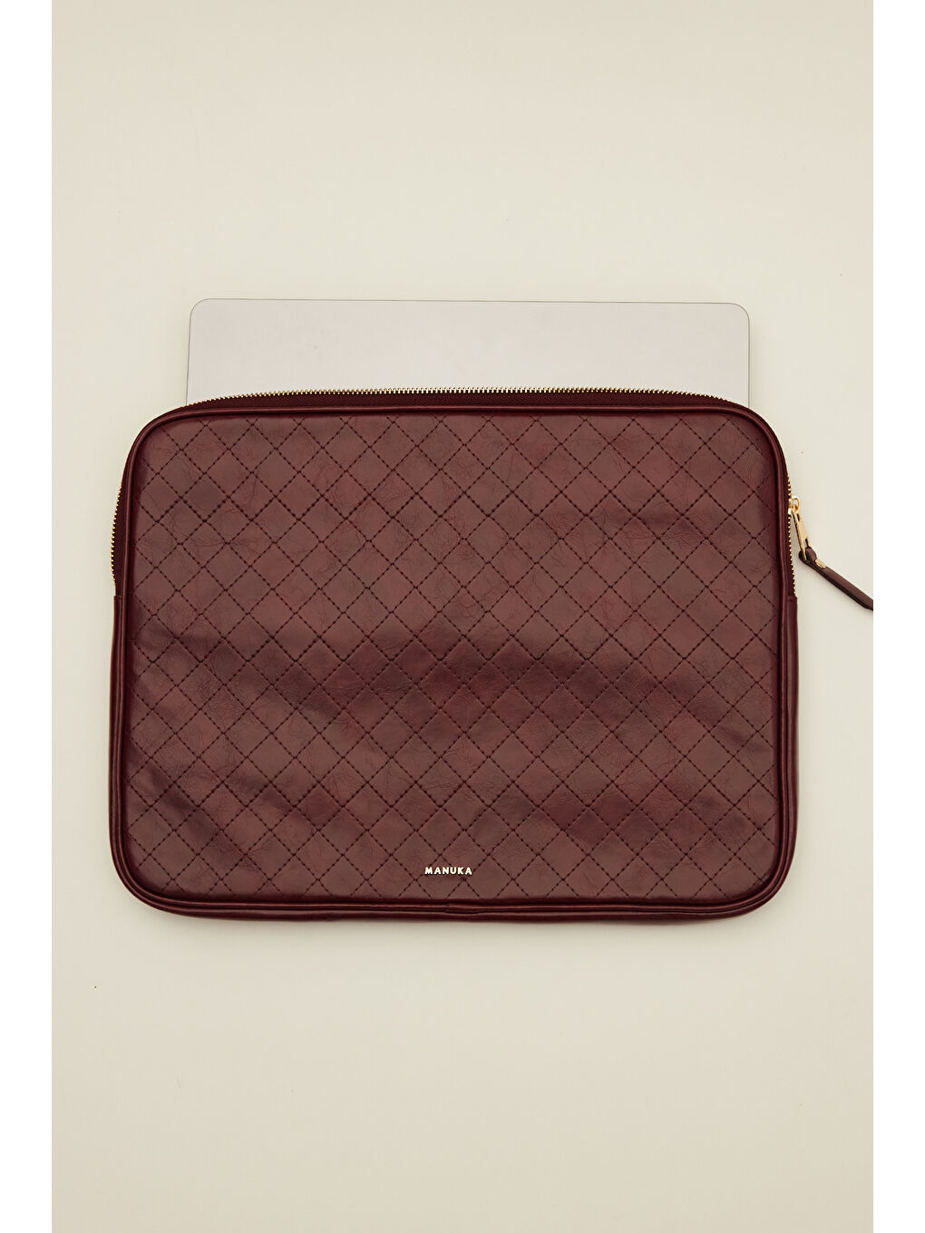 Kapitone Laptop Çantası Bordo