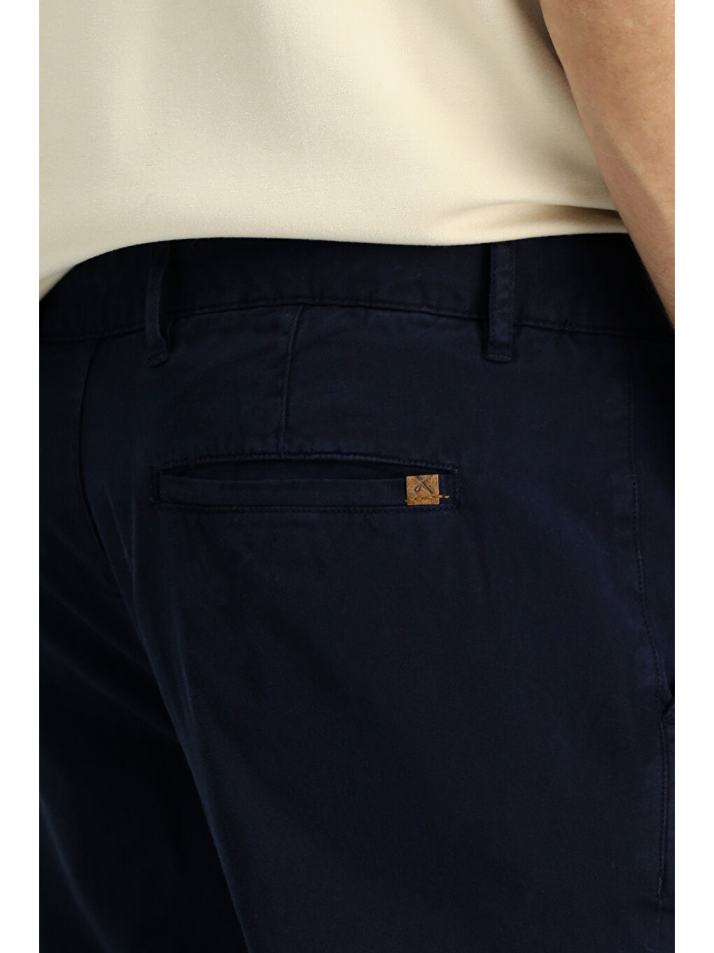 Lacivert Slim Fit Dar Kesim Elastanlı Kanvas / Chino Pantolon-4