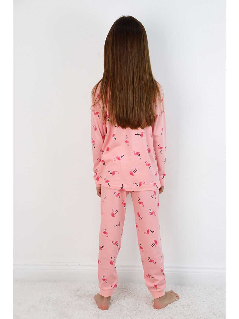 Pembe Kız Çocuk Orta Kalınlıkta Basic Baskılı Pijama Takımı-7