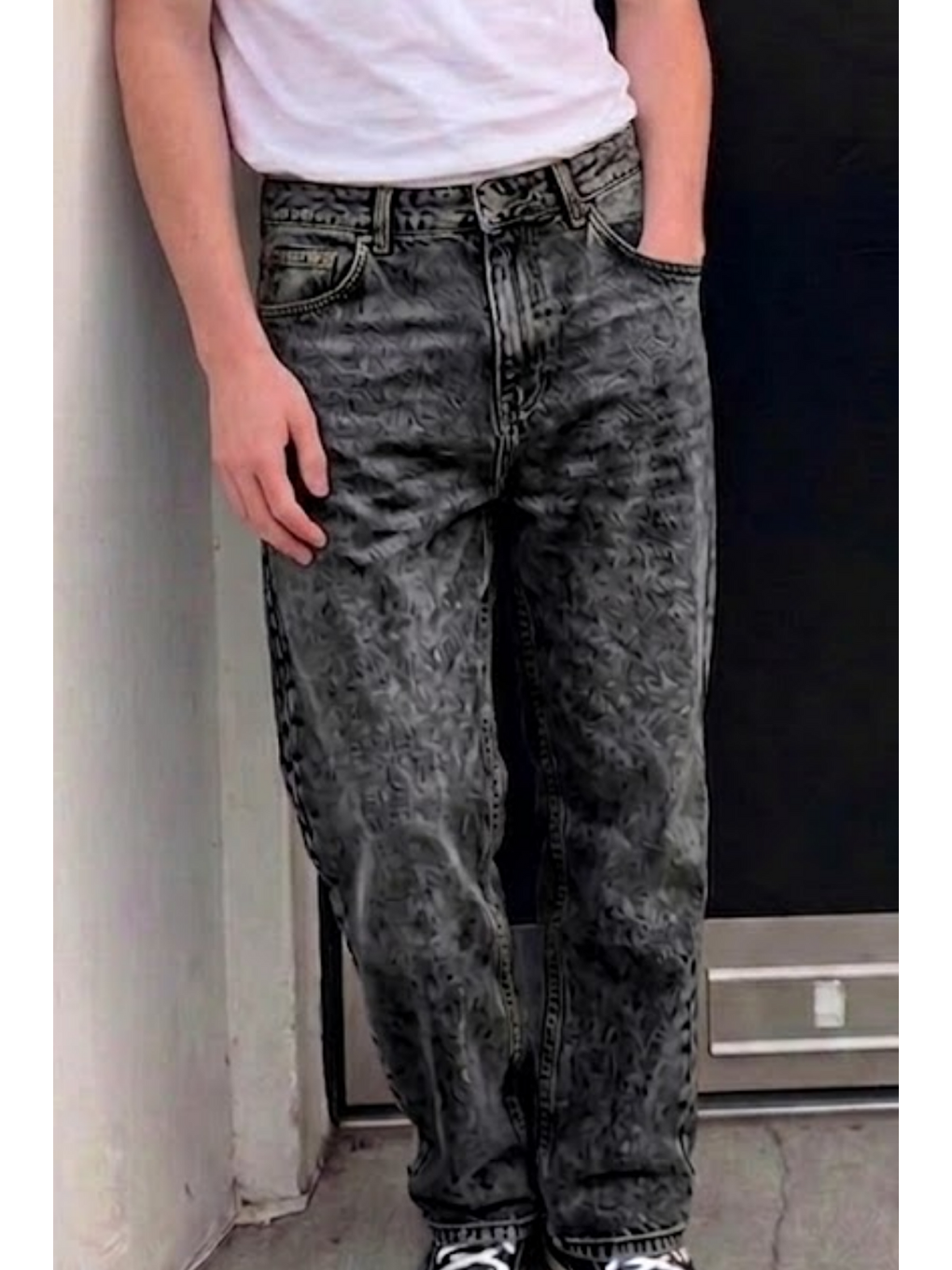 Gri Erkek Bol Paça Füme Baggy Pantolon-4