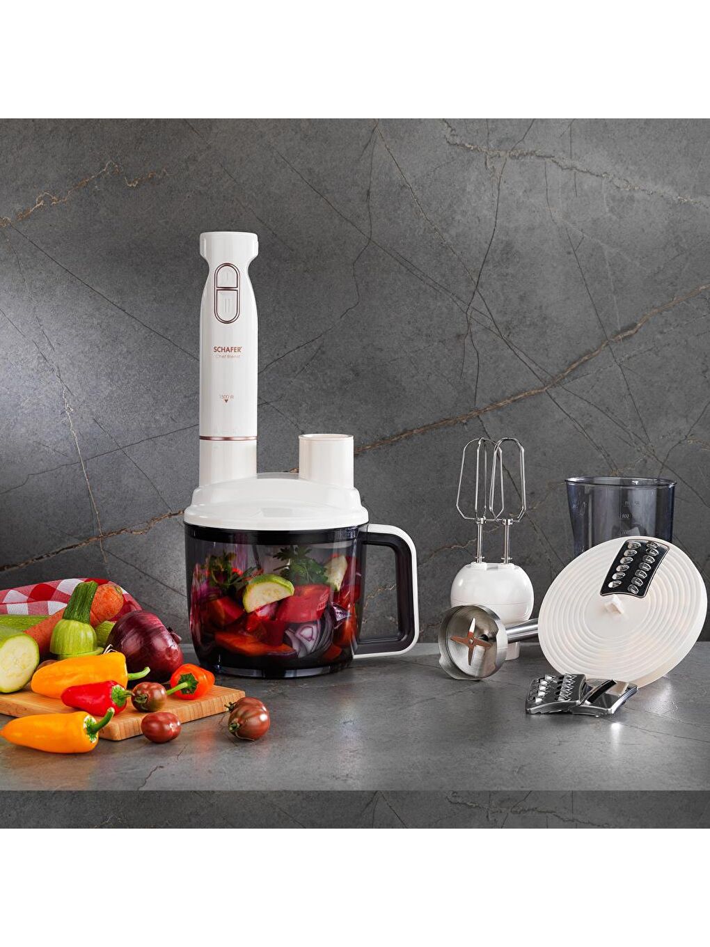 SCHAFER Beyaz-Krem Chef Blend Mega Blender Set-Krem