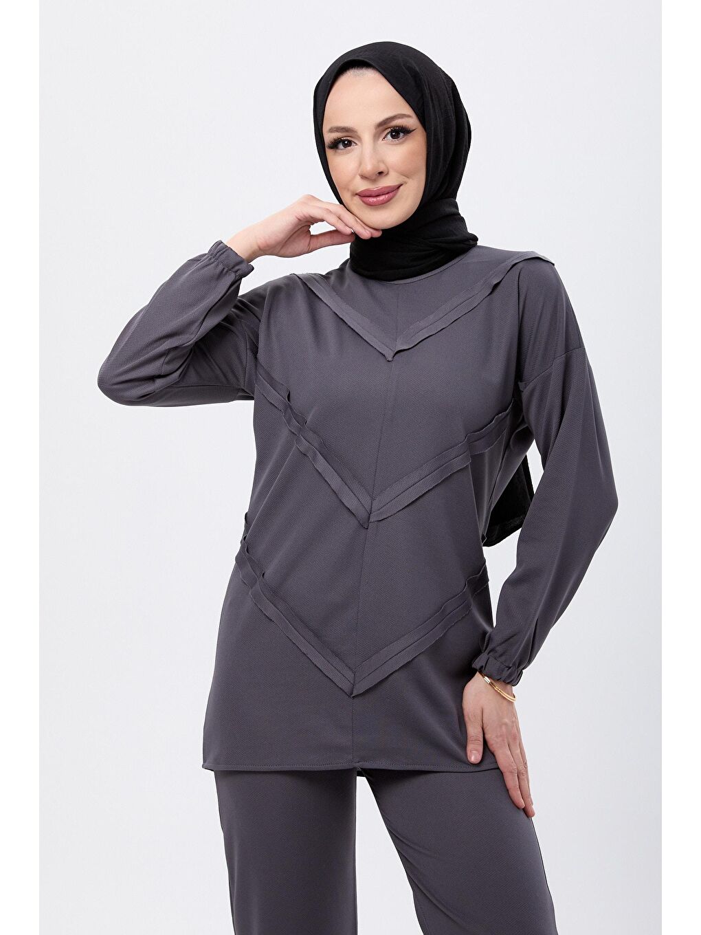 Orta Antrasit Tunik Kadın Pantolon - 11055