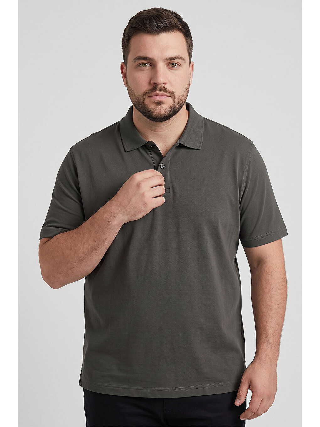 Polo Yaka Büyük Beden 3lü Paket Siyah-beyaz-haki Erkek T-shirt - 88511-3