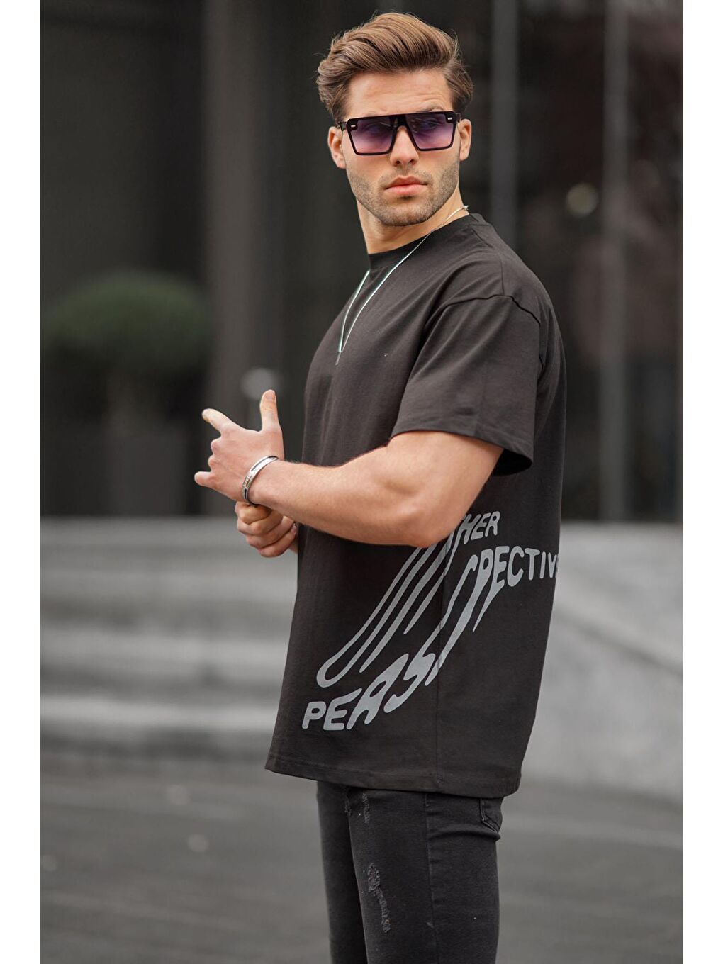 Siyah Desenli Erkek Tişört 6178