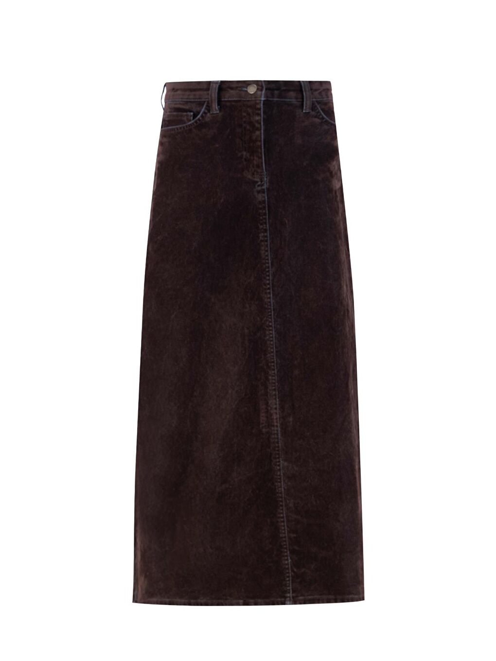 Flok Baskılı Denim Takım 24Kd3401 Kahverengi-6