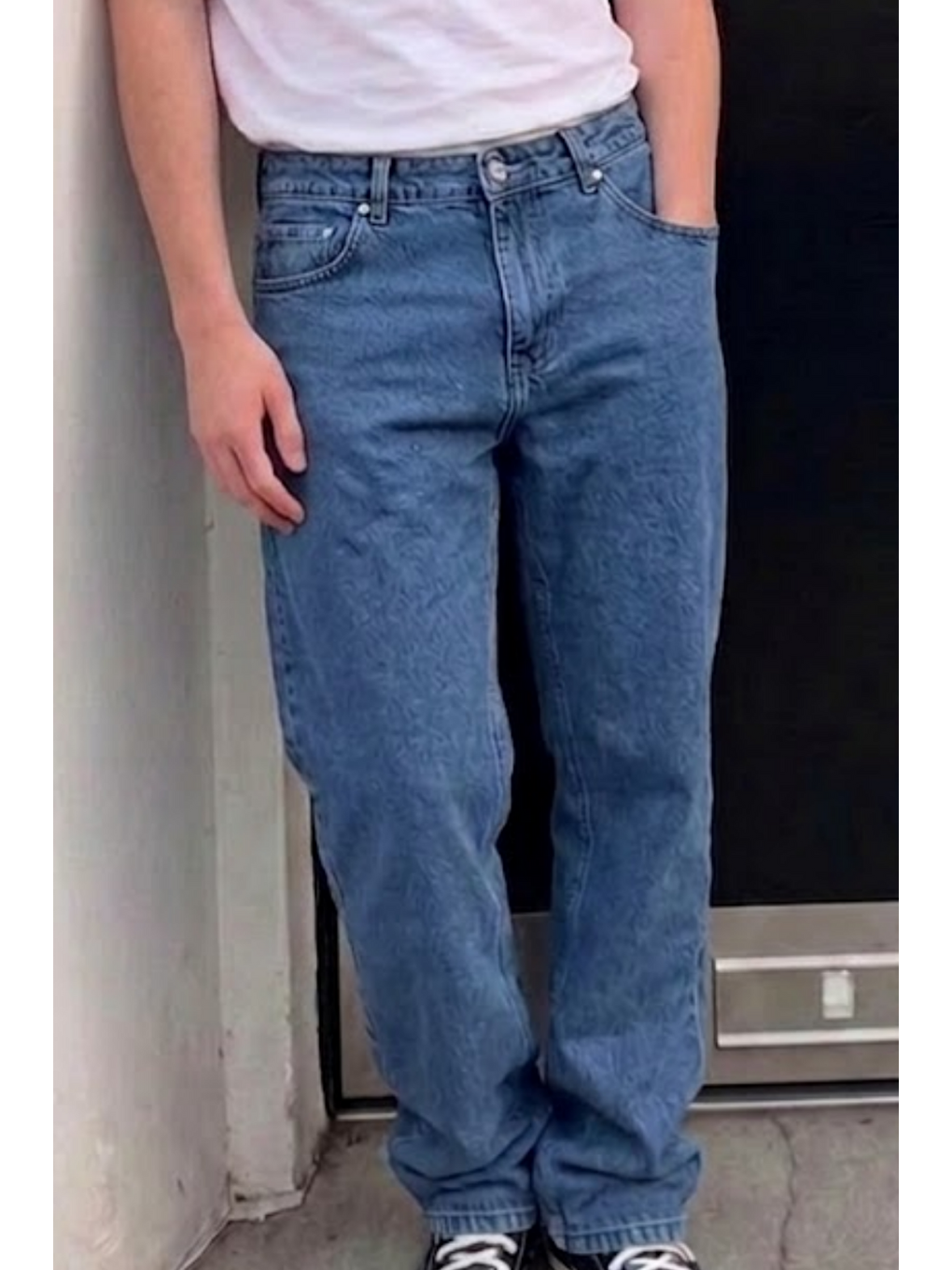 Erkek Bol Paça Mavi Baggy Pantolon-4
