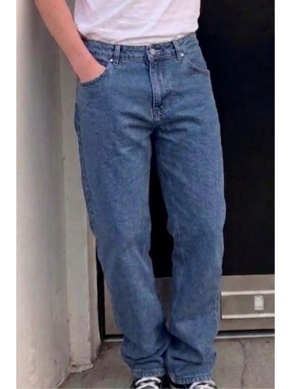 Erkek Bol Paça Mavi Baggy Pantolon-5