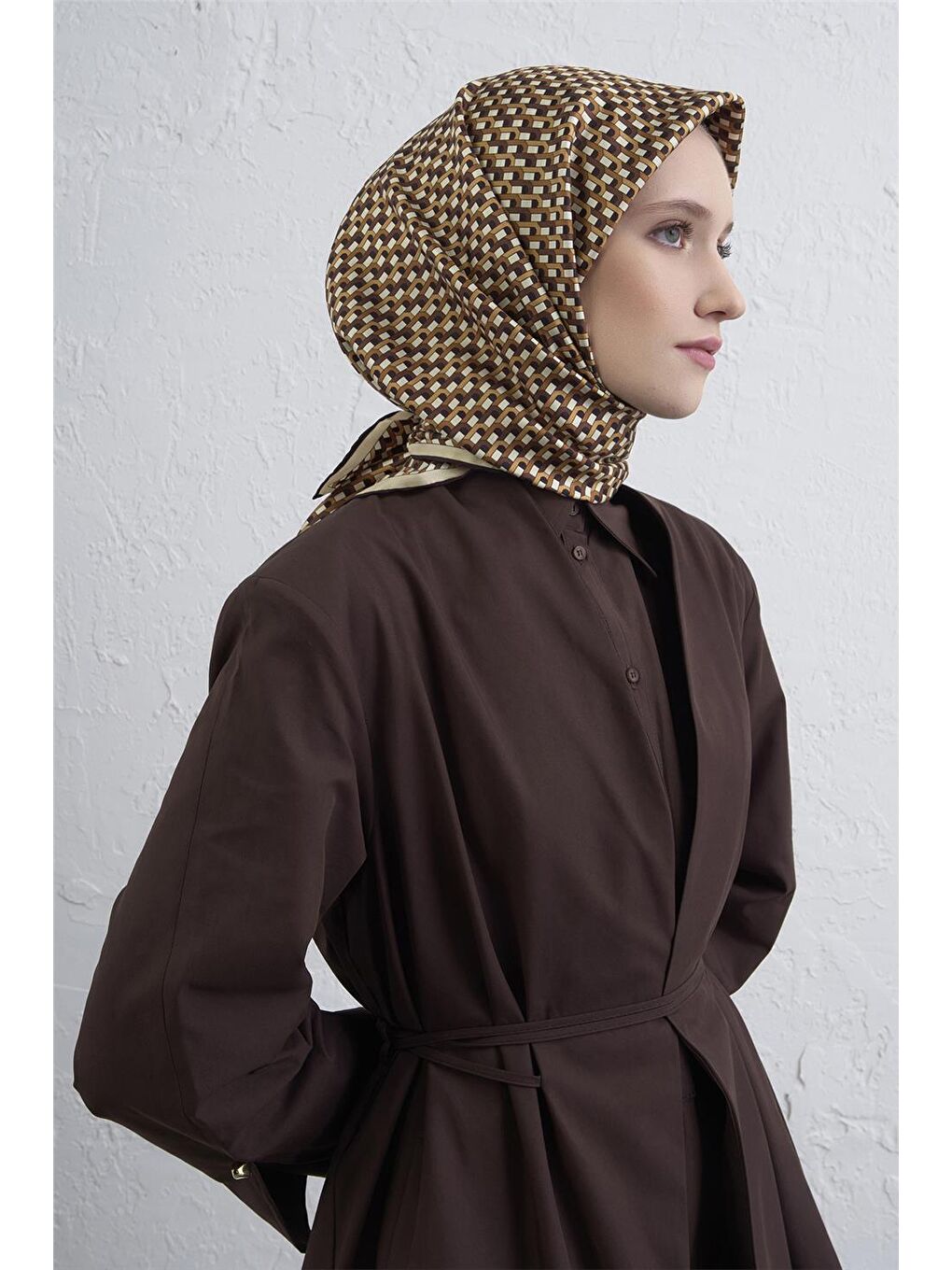 Kahverengi Saf İpek Sura Eşarp 9417D 09