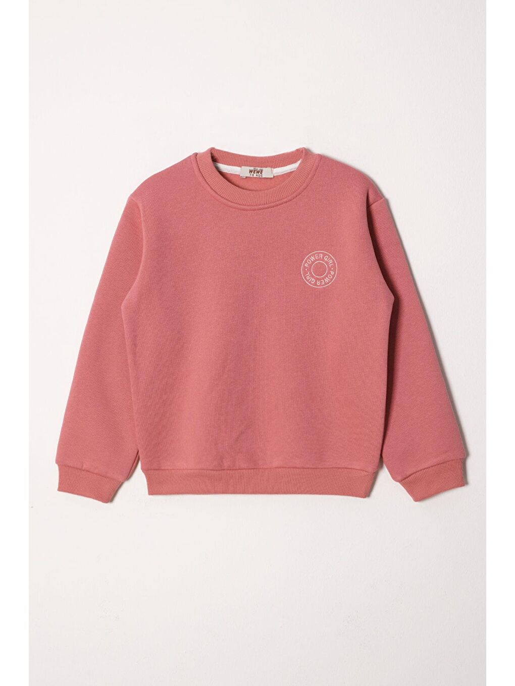 Power Girl Nakışlı Şardonlu Kız Çocuk Mercan Renk Sweat